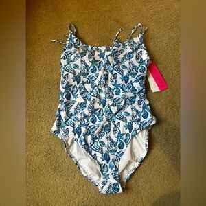 Lilly Pulitzer Lima Shell Blue and White One Piece Swimsuit